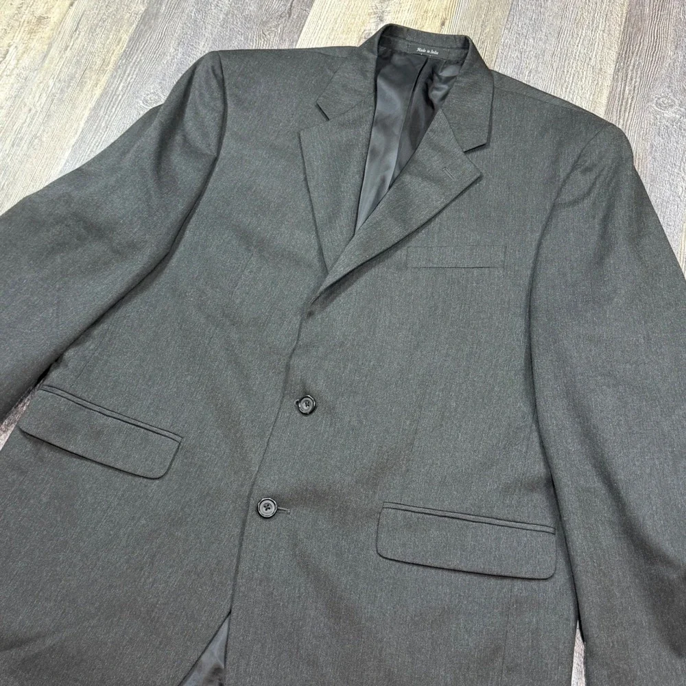 John Henry Blazer Mens 42 Charcoal Gray 2 Button Modern Sport Coat Jacket